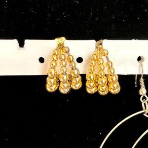Nordstrom BP Gold Trio Beaded Hoop Earrings